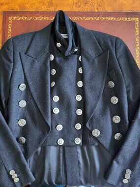 Vintage Dolce & Gabbana Military jacket & vest. Dark Grey wool, Size 4 & 2.
